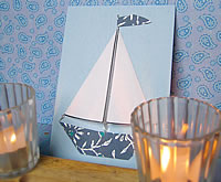 Isänpäiväkortti 2 - Laiva, jossa taitettavat purjeet