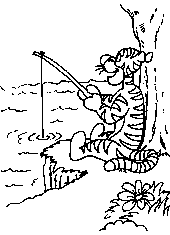 Tiikeri ongella - värityskuva